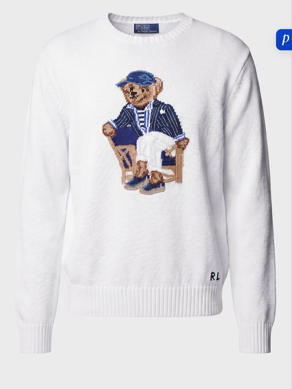Polo rl White Bear-Embroidered Crewneck Sweater bnwt
